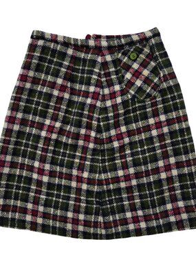 Vintage Emily M Plaid Skirt Womens 24 Waist Green Red A Line Preppy Academia